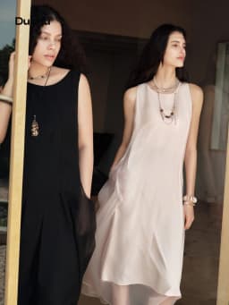 DUSHU Women [LineSculpt Series] Dresses Women 2026 Summer New Three Colors Fluffy Organza Sleeveless Elegant Fairycore Ins