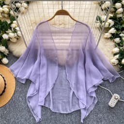 Extremely Simple Style Solid Color Mesh Cardigan Shawl Women's Summer New Loose Sweet Sunscreen Blouse Top Trendy C475