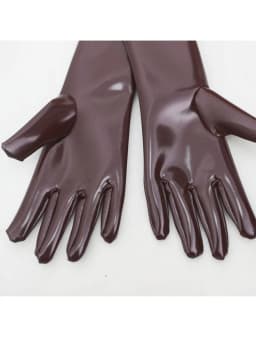 Unisex Anti Slip Double Sided PU Leather Long Gloves Wet Look PVC Guanlets Cosplay Performance Mitten Eldiven Gantlet Luvas Mitt