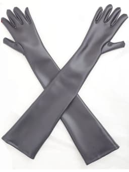 Unisex Anti Slip Double Sided PU Leather Long Gloves Wet Look PVC Guanlets Cosplay Performance Mitten Eldiven Gantlet Luvas Mitt