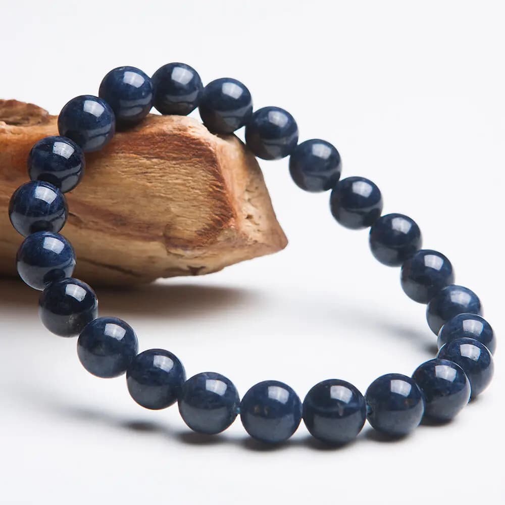 Genuine Natural Blue Sapphire Gemstone Bracelet 7mm 8mm 9mm Women Female Man Stretch Crystal Round Beads Bracelet AAAA