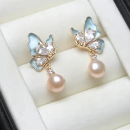 Genuine White Natural Freshwater Pearl Earrings Women,Dangle 925 Silver Pearl Earrings Wife Mother Anniversary Gift Black Purple