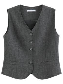 FSLE Women's 2026 Autumn New Arrival V-Neck Linen Sleeveless Vest Plaid Skirt Set Elegant Commute A-Line Floor Lenghth Skirt
