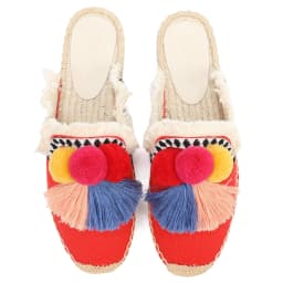 Women's Slippers Espadrilles Fluffy Ball Mule Slides Sale - Rubber Hemp Shoes Outside Spring women sandals