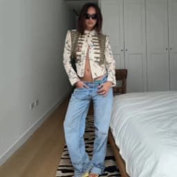 Vintage Floral Printed Cropped Military Jacket Women Stand Neck Braid Embellished Short Coat Royal Style Outerwear Street Blazer