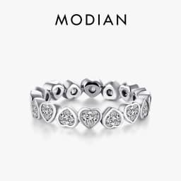 Modian Fashion Classic Cubic Zirconia Jewelry Real 925 sterling silver Love Hearts Ring Eternity Simulated Ring Bands Jewelry