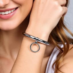 Polished Shining Stainless Steel Lockable Wrist Ankle Cuffs Bangle Bracelet With Removable O Ring Lock Screw Key