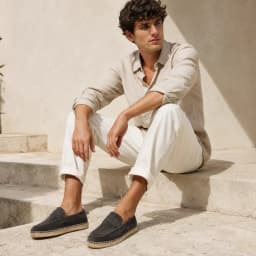 Men Genuine Suede Leather Penny Loafers Espadrilles Slip On Casual Flats Handmade Jute Sole Summer Walking Shoes