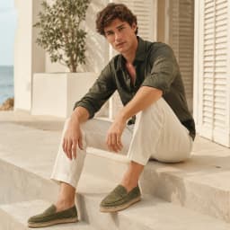 Men Genuine Suede Leather Penny Loafers Espadrilles Slip On Casual Flats Handmade Jute Sole Summer Walking Shoes