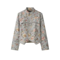 TFMLN 2026 Women Sequin Floral Jacket Stand Collar Button Front Elegant Casual Outerwear Fashion New Slim Fit Print Short Coat