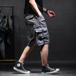 Men's Cotton Camouflage Cargo Shorts Loose Plus Size Casual Multi-Pocket Capri Pants Trendy Streetwear