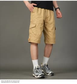 Men's Cotton Camouflage Cargo Shorts Loose Plus Size Casual Multi-Pocket Capri Pants Trendy Streetwear