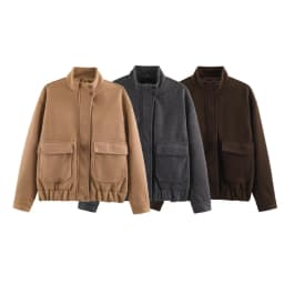 Casual Stand Collar Loose Jacket Zipper Button Pocket Long Sleeve Locomotive Windbreaker 2026 Spring Fall NEW Fashion Outerwear