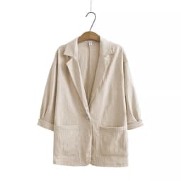 NEW AUTUMN WOMEN'S CASUAL COMMUTER COTTON LINEN TWO-PIECE SET, BLAZER COLLAR DESIGN ELEGANT SUIT AND TROUSERS SET