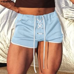 INCERUN Men Shorts Patchwork Joggers Summer Casual Men Bottoms Streetwear Lace Up Workout 2026 Color-block Shorts For Man S-5XL