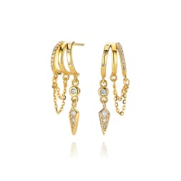 925 Sterling Silver Stacked Earrings Triple Hoop Illusion Series Girls Dangle Zircon Tassel Personalized Drop Earring for Women