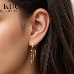 925 Sterling Silver Stacked Earrings Triple Hoop Illusion Series Girls Dangle Zircon Tassel Personalized Drop Earring for Women