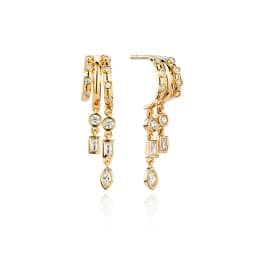 925 Sterling Silver Stacked Earrings Triple Hoop Illusion Series Girls Dangle Zircon Tassel Personalized Drop Earring for Women
