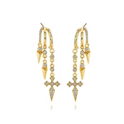925 Sterling Silver Stacked Earrings Triple Hoop Illusion Series Girls Dangle Zircon Tassel Personalized Drop Earring for Women