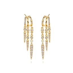 925 Sterling Silver Stacked Earrings Triple Hoop Illusion Series Girls Dangle Zircon Tassel Personalized Drop Earring for Women