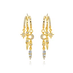 925 Sterling Silver Stacked Earrings Triple Hoop Illusion Series Girls Dangle Zircon Tassel Personalized Drop Earring for Women