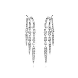 925 Sterling Silver Stacked Earrings Triple Hoop Illusion Series Girls Dangle Zircon Tassel Personalized Drop Earring for Women