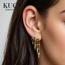 925 Sterling Silver Stacked Earrings Triple Hoop Illusion Series Girls Dangle Zircon Tassel Personalized Drop Earring for Women