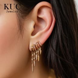 925 Sterling Silver Stacked Earrings Triple Hoop Illusion Series Girls Dangle Zircon Tassel Personalized Drop Earring for Women