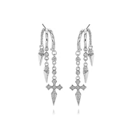 925 Sterling Silver Stacked Earrings Triple Hoop Illusion Series Girls Dangle Zircon Tassel Personalized Drop Earring for Women