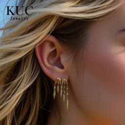 925 Sterling Silver Stacked Earrings Triple Hoop Illusion Series Girls Dangle Zircon Tassel Personalized Drop Earring for Women
