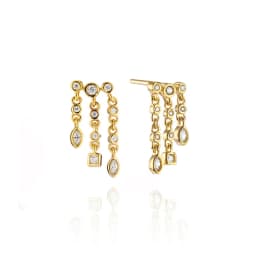925 Sterling Silver Stacked Earrings Triple Hoop Illusion Series Girls Dangle Zircon Tassel Personalized Drop Earring for Women