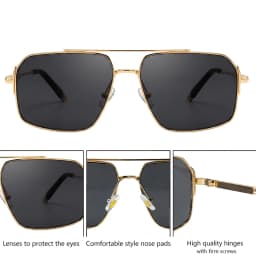 Oversized Square Sunglasses Men 2026 Luxury Brand Gold Metal Frame Double Bridge Sun Glasses Male Vintage Fashion Driving Shades