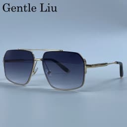 Oversized Square Sunglasses Men 2026 Luxury Brand Gold Metal Frame Double Bridge Sun Glasses Male Vintage Fashion Driving Shades