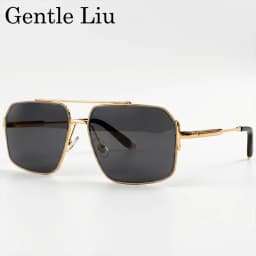 Oversized Square Sunglasses Men 2026 Luxury Brand Gold Metal Frame Double Bridge Sun Glasses Male Vintage Fashion Driving Shades