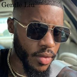 Oversized Square Sunglasses Men 2026 Luxury Brand Gold Metal Frame Double Bridge Sun Glasses Male Vintage Fashion Driving Shades