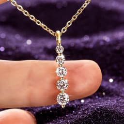IOGOU 14k Gold Filled 0.92cttw D Color Round Moissanite Pendant Necklace for Women 5-Stone Bar Collar GRA Certified Jewelry Gift