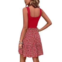 Women's Summer New Sleeveless Floral Dress Elegant Stylish Patchwork Tank Top A-line Dresses