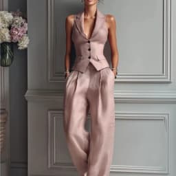 2026 Summer Women Two Piece Set Single-breasted Sleeveless Vest Top And Trousers Pants Set Suit Office Ladies Suits
