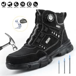 Steel Toe Safety Shoes Men Anti-puncture Work Boots Non-slip Wear Resistant Industrial Protective Labor Shoes Breathable Safety