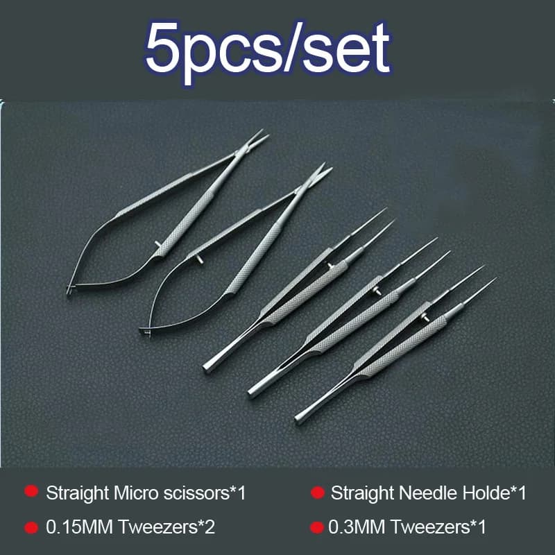 New 4pcs/set ophthalmic microsurgical instruments 12.5cm scissors+Needle holders +tweezers stainless steel surgical tool