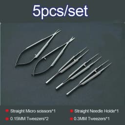 New 4pcs/set ophthalmic microsurgical instruments 12.5cm scissors+Needle holders +tweezers stainless steel surgical tool