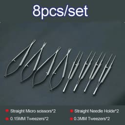 New 4pcs/set ophthalmic microsurgical instruments 12.5cm scissors+Needle holders +tweezers stainless steel surgical tool