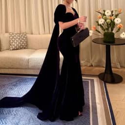 Hight Waist Solid Floor Length Dress Lady Casual Short Sleeve Slim Long Dress Sweet Sweetheart Neck Velvet Evening Dress