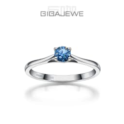 GIGAJEWE Moissanite 0.3ct 4mm Round Cut Blue/Pink/white 925 Silver Ring Diamond Test Passed Fashion Claw Setting Woman Girl Gift