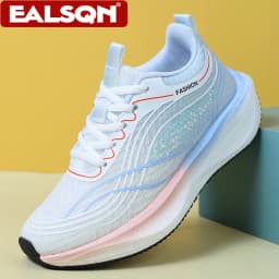 Ultralight Breathable White Sneakers for Women's Casual Lace-Up Walking Shoes Comfortable Outdoor Athletic Trainers