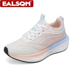Ultralight Breathable White Sneakers for Women's Casual Lace-Up Walking Shoes Comfortable Outdoor Athletic Trainers
