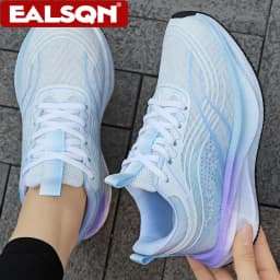 Ultralight Breathable White Sneakers for Women's Casual Lace-Up Walking Shoes Comfortable Outdoor Athletic Trainers