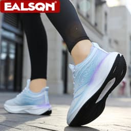 Ultralight Breathable White Sneakers for Women's Casual Lace-Up Walking Shoes Comfortable Outdoor Athletic Trainers