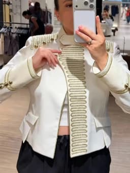 New Women's Napoleon Jacket Street Stand Collar Long Sleeve Buttons Short Jackets Chic 2026 Autumn Female Daily Outerwear