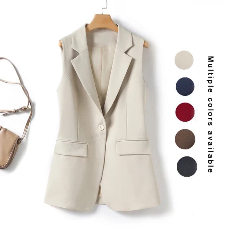 Simple and Elegant Women's Vest in a Suit Style, a One-Button Business Jacket for Spring and Autumn, Versatile and Slimming, Exuding Elegance